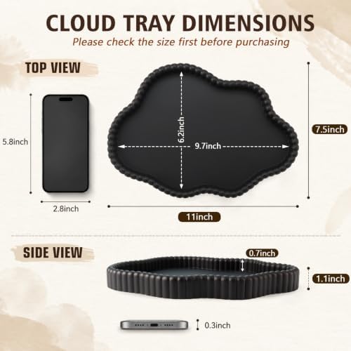 Coffee Table Tray for Home Decor,11" Cloud Resin Decorative Tray for Coffee Table Decor,Modern Organizer for Living Room&Kitchen Counter(Model B Black) - Image 5