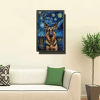 Metal Sign Tin Sign Vintage Wall Art German Shepherd Starry Night Shepherd Loyal Shepherd in A Night Sky for Home Farm and Seasonal Displays Rustproof Aluminum 12×16 Inches with Metal Frame - Image 2