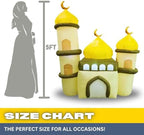 6FT Ramadan Inflatable Yellow and Green Mosque - Islamic Ramadan Decor for Outdoor Front/Back Lawns, Built-in LED Lights and Fan to Blow Up with Air, Iftar/Eid Gift - Image 5