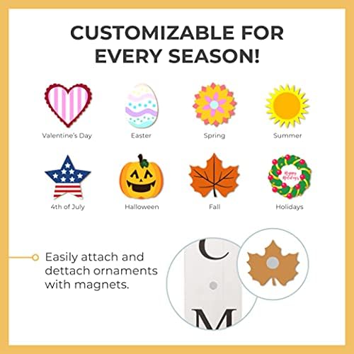 Extra Large 5FT Premium Wooden Interchangeable Welcome Sign for Front Door Porch Sign - 5 ft (58 x 11 Inch) 8 Magnetic Seasonal Tiles, Fall Porch Signs, Holidays and Seasons, Weather Resistance Standing welcome sign Outdoor and Indoor (White) - Image 2