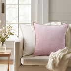 decorUhome Soft Chenille Throw Pillow Covers 24x24 Set of 2 Blush Pink - Image 3