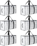 Moving Bags Heavy Duty Extra Large, Moving Boxes, Moving Supplies Essentials, Blue Storage Bins with Lids, Plastic Packing Totes, Storage Bags for Clothes with Handles & Zippers(White, 6 Pack) by Unknown