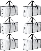 Moving Bags Heavy Duty Extra Large, Moving Boxes, Moving Supplies Essentials, Blue Storage Bins with Lids, Plastic Packing Totes, Storage Bags for Clothes with Handles & Zippers(White, 6 Pack) by Unknown