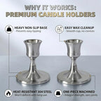 Silver Wine Glass Metal Candlestick Holders - Vintage Modern Metal Taper Candle Holders, Decorative Centerpiece for Table Mantel, Wedding Kitchen Home Decor, Wedding Gift,18Pcs - Image 3