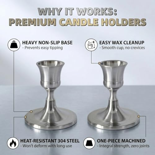Silver Wine Glass Metal Candlestick Holders -Vintage Modern Metal Taper Candle Holders, Decorative Centerpiece for Table Mantel, Wedding Kitchen Home Decor, Wedding Gift,30Pcs - Image 3