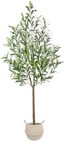 Warmplants Artificial Olive Tree 5ft Fake Plant with Woven Basket - Image 2