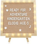 10"×10" Felt Letter Board with LED Lights & Stand, First Day of School Sign by ANPHSIN