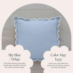 BEBE BASK Scalloped Pillow Cover Set of 2, 18x18, Cotton - Sky Blue/White - Image 5