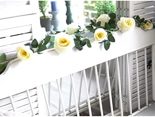 FiveSeasonStuff 29 Ft 4 Pack Rose Silk Flower Garland Artificial Flowers Decoration Hanging Floral Décor for Wedding Baby Shower Birthday Party Garden (Cream White) - Image 4