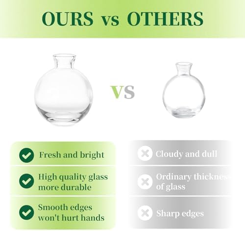 Glass Bud Vases Set of 12, Hewory Cute Clear Small Vases Handmade, Mini Glass Flower Vase for Floral Arrangement, Tiny Centerpiece for Wedding Party Events Home Office Table Decor (Not Include Flower) - Image 2