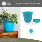 The HC Companies Eclipse Round Planter Pot, 12 Inch, Teal, 2-Pack - Image 2