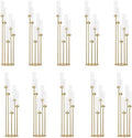 10PCS Gold Floor Candelabra,5 Arms Metal Candle Holder with Acrylic Shade by WeddingPartyDecoration
