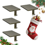 GloTika Christmas Stocking Holders for Mantle Set of 4, Heavy Duty Stocking Holder Hooks for Fireplace Tabletop Shelf Christmas Ornaments, Cast Iron Stocking Hangers Base, Bronze by QualityHomewareTimlessComfort