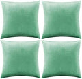 GIGIZAZA Decorative Throw Pillow Covers 20 x 20,Mint Turquoise Sofa Pillow Covers Velvet,Set of 4 Decor Square Cushion Covers by GIGIZAZAFocusingonhomedecoration