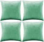 GIGIZAZA Decorative Throw Pillow Covers 20 x 20,Mint Turquoise Sofa Pillow Covers Velvet,Set of 4 Decor Square Cushion Covers by GIGIZAZAFocusingonhomedecoration