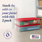 HOMZ Holiday Tote Plastic Storage Bin with Lid, 41 Qt, Clear/Red, 2 Pack - Image 2
