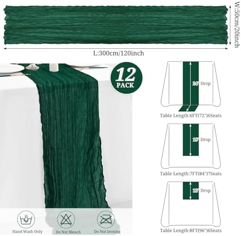 12 Pack Forest Green Cheesecloth Table Runner,20x120 in Table Runner - Image 2