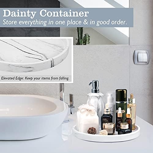 Emibele Vanity Tray, White Round Trays for Bathroom Bedroom Countertop - Image 2