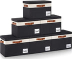 GhvyenntteS Fabric Storage Bins with Lids 6 Pack, Foldable Fabric Storage Baskets with Lid and Handles, Large Closet Organizers and Storage boxes with Label for Home Office (Black, 15" x 11" x 9.7") by GhvyenntteS