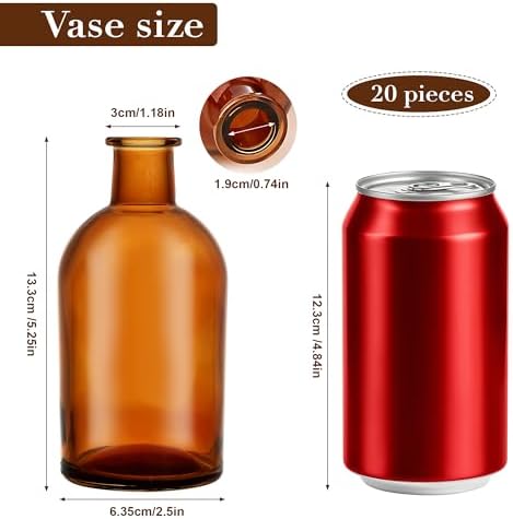 20 Pack Amber Glass Bud Vases for Centerpieces Small Mini Flower Vases - Image 2