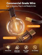50Ft LED Globe String Lights Shatterproof Waterproof G40 Outdoor Patio String Light with 52 Dimmable LED Bulbs, Hanging Patio Lights for Indoor Bistro Pergola Tents Wedding Party Christmas Decor-Brown - Image 6