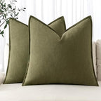 MIULEE Decorative Linen Euro Sham Pillow Covers 26x26 Inch Green by MIULEE