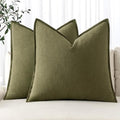 MIULEE Decorative Linen Euro Sham Pillow Covers 24x24 Inch Green by MIULEE