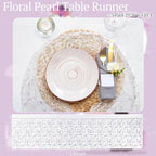 Lounsweer 3 Pcs Purple Flower Table Runner 10ft Embroidery Tulle Lace - Image 6