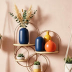 Colorful Ceramic Vase Set, Small Burnt Orange Blue Yellow Vases Home Decor,Fall Décor Modern Farmhouse Vases for Home Decor, Organic Decor Accents for Living Room, Table, Shelf, Entryway, Set of 3 - Image 6