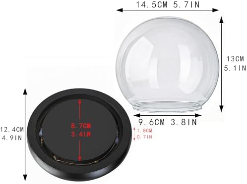Cloche Glass Dome with LED Base, Round Glass Display Bell Jar, 6 Inch - Image 2