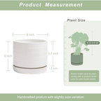 HERDUK 8 Inch Pots for Plants, Ceramic Planter Pot with Drainage Hole & Saucer, Indoor/Outdoor Cylinder Round Planter Pot, Matte White - Image 3