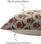 Linen Throw Pillow Covers 20x20 inch Terracotta and Olive Decorative Pillow Covers for Living Room, Bedroom - Image 2