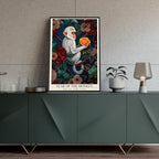 Chinese Lunar Year of the Monkey Art Print – Vibrant Orange Rose & Floral Pattern Zodiac Wall Decor Dark Blue Oriental Aesthetic Home Decoration Poster for Bathroom Bedroom 20X30 in Wrapped Framed - Image 4