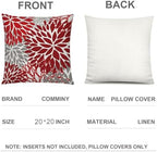 Red Grey Throw Pillow Covers 20x20 Set of 6, Dasiy Floral Home Decor - Image 5