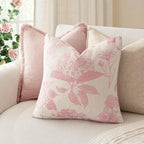 Foindtower Set of 2 Linen Floral Throw Pillow Covers Neutral Vintage Print Decorative Cozy Cushion Covers Farmhouse Boho Home Decor for Sofa Chair Couch Bedroom Living Room,20×20 Inch,Light Pink - Image 4