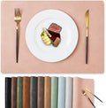 MOSAYT Vinyl Faux Leather Placemats, Set of 6, Pink by MOSAYT
