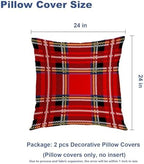 Batmerry Tartan Plaid Throw Pillow Covers, Royal Stewart Tartan Classic Red Scottish Plaid Decorative Pillow Covers Digital Printing Blended for Couch Sofa Bed Invisible Zipper 24X24 in(Set of 2) - Image 5