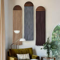 Macrame Wall Hanging Long Fringe Boho Wall Decor Handmade Wood 10" W*40" L by FLBER