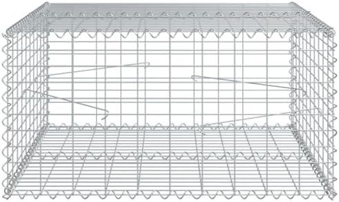 vidaXL Gabion Basket with Cover 39.4"x39.4"x19.7" Galvanized Iron - Image 6