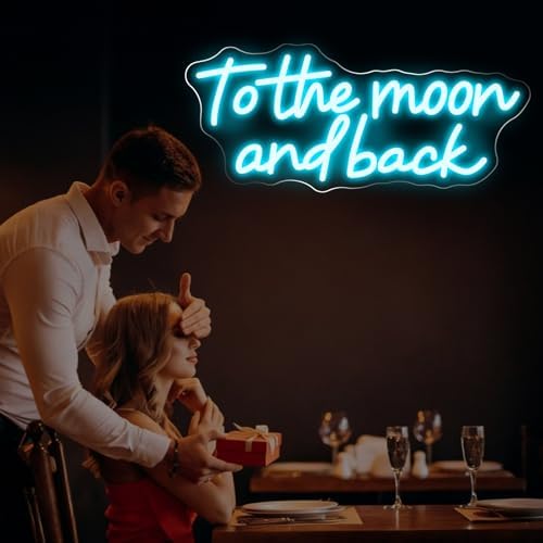 To the Moon and Back Neon Sign, Ice Blue LED Light for Bedroom Dimmable - Image 2