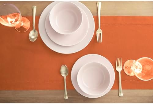 Solino Home Cotton Linen Table Runner Pumpkin Hemstitch, 14 x 90 in - Image 3