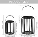 Farmhouse Lantern Decor Set of 2 - 9.5" & 14.2" Metal Candle Holders, Rustic Modern Vintage Style for Indoor Outdoor, Porch Patio Fireplace Mantle Wedding Decor (Black) - Image 4