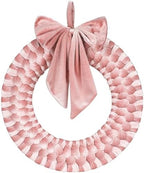 Pink Christmas Velvet Wreath 14" Xmas Wreath Ornament with Bow for Indoor and Outdoor Decor Christmas Wreath Ornament for Christmas Party Table Fireplaces Porch Walls Home Decor by CHUNNIN