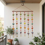 LOVENSPIRE Rajasthani Door Hanging Wind Chimes Indian Traditional Heart Wall Hanging Diwali Christmas Wedding Decor Wind Chime for Home Decoration Patio - Housewarming Gifts (5 Strings) - Image 4