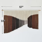 Jakalin Macrame Wall Hanging Brown Geometric Fiber Art Living Room 33" x57" - Image 5