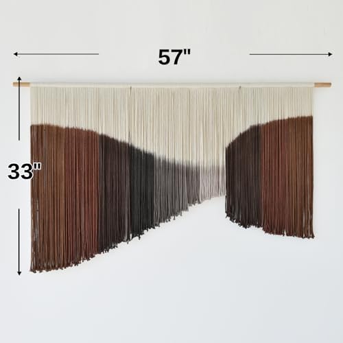 Jakalin Macrame Wall Hanging Brown Geometric Fiber Art Living Room 33" x57" - Image 5
