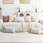Set of 4 Soft Textured Decorative Throw Pillow Covers 22x22 Inch Cozy Farmhouse Cushion Cover Square Accent Pillow Cases for Bed Couch Sofa Living Room, Light Pink - Image 2