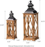Glitzhome Decorative Candle Lanterns, 2 Pack Farmhouse Lanterns Decor, Vintage Hanging Candle Holder Wooden Lantern Decorative Indoor&Outdoor for Patio, Porch, Entryway, Centerpieces (No Glass) - Image 5