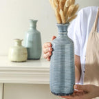 Ceramic Vase Set of 3, Rustic Neutral Vases Home Decor Farmhouse Decorative Flower Vase Modern Boho Pampass Vases for Table Mantel Entryway Shelf Living Room Kitchen Bathroom - Multicolor - Image 3