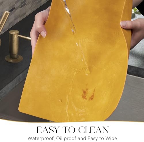 MOSAYT Vinyl Faux Leather Placemats, Set of 6, Yellow - Image 4